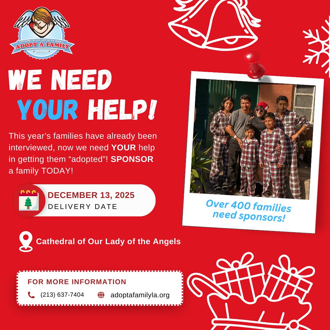 Families have been interviewed. ✅ Family profiles have been created. ✅ Wish lists have been gathered. ✅ 

Now we need YOUR help to make their Christmas magical! If you or someone you know would like to be a Sponsor for one (or more) family, please contact us, ASAP. This Holiday Season, don’t miss the opportunity to help a family in DTLA. 😊😇 #adoptafamily #christmas #makingchangesforthebetter #lacatholics #downtownla #familiesfirst #helpushelpothers #community