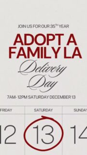 Join us for the Adopt A Family LA 35th Anniversary Delivery Day! 🎉
We’re delivering gift boxes filled with Christmas Magic to families in need. Here’s how you can help:
1. Meet us at the Cathedral on DECEMBER 13th at 7:00 am for a brief prayer service led by Archbishop Gomez.
2. After the prayer, we’ll load up our trucks and large vehicles and hit the road to spread holiday joy.
3. We especially need volunteers with trucks or very large cars!
If you’re ready to share the magic and be part of this heartwarming tradition, come join us. We’ll start early and finish before 11:00 am. Let’s make this anniversary extra special together!
#AdoptAFamilyLA #35YearsOfGiving #ChristmasMagic #VolunteerToday