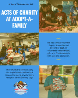 Some of our favorite days during the AAF season are our Volunteer Days! It brings new energy in the office and we are filled with gratitude. On behalf of our "sponsored" families, we thank you for your charitable service. Volunteers come from local families, local catholic schools, and LA Based organizations. They do so much for our program: wrap gifts, assemble bicycles, sort through food donations, write cards to families, and more. This Christmas season remember that 'Acts of Charity' are a way of showing God's love. #ChristmasWithAAF #Day6 #Charity #Volunteers #12DaysofChristmas