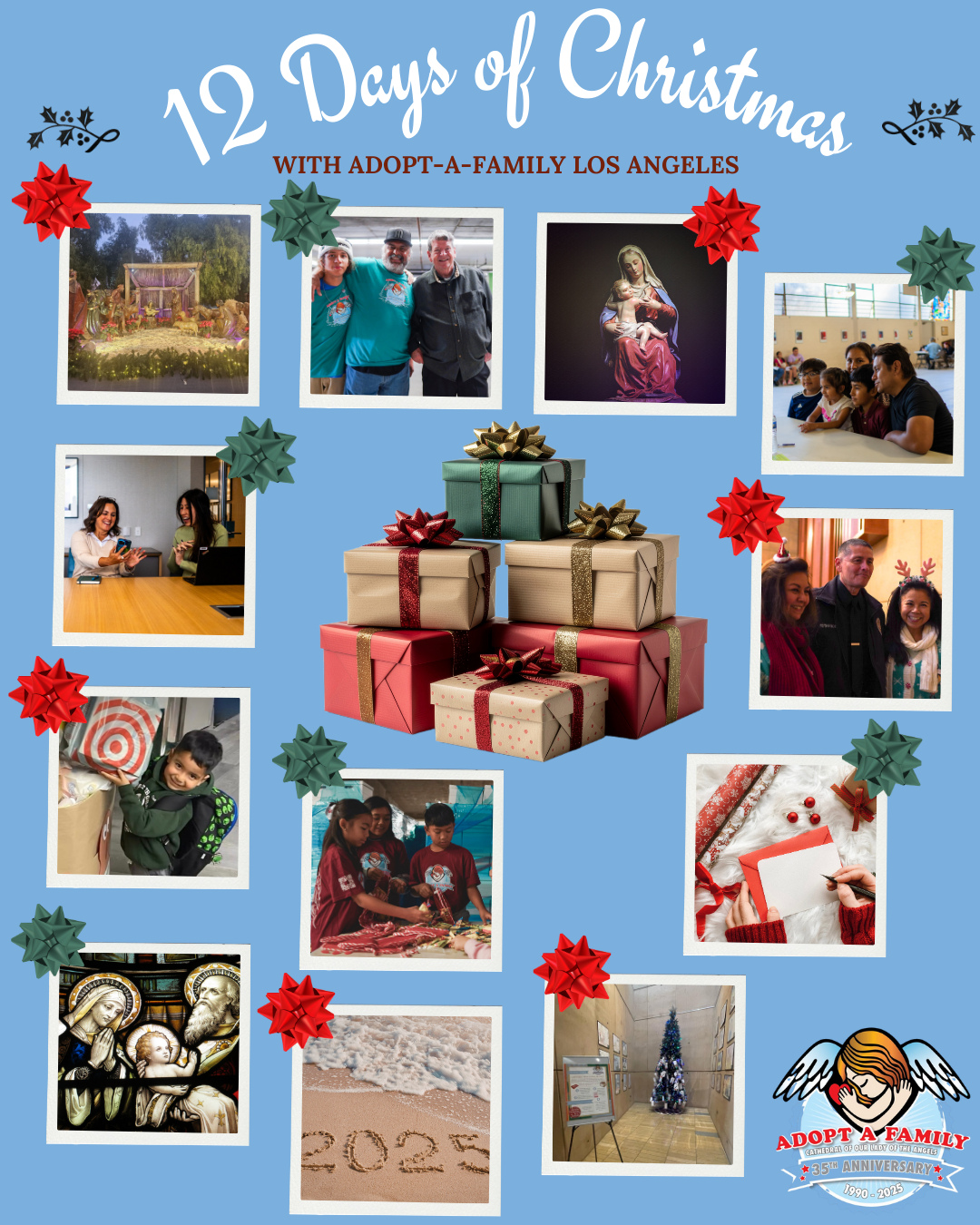 As many families prepare to celebrate Epiphany Day tomorrow, we reflect on the beautiful traditions this feast brings.
Through Adopt-A-Family, a Christmas tree at the Cathedral of Our Lady of the Angels invites LA faithful to take a tag and help support a family in need—sharing Christ’s love in a tangible way. ✨🌍
#12DaysofChristmas #Day12 #Epiphany #CelebrateChristmasWithAAF #Magi