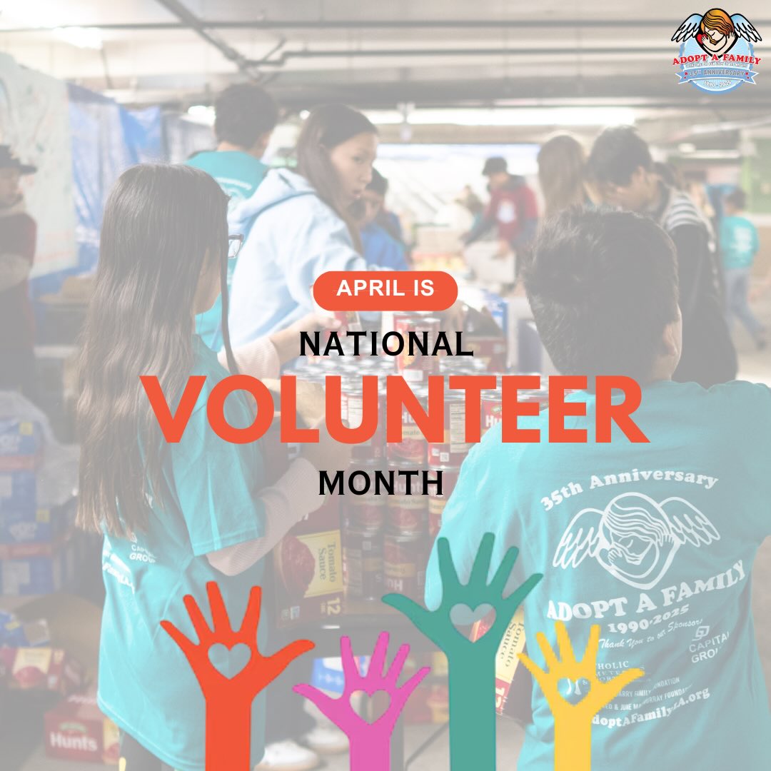 This month we celebrate National Volunteer Month! We will dedicate this month to honor some of our Adopt-A-Family volunteers. 35 years of this program sounds easy but without volunteers commitment and love to LA families - this wouldn’t be possible. 
 
Leave a comment below if you want to recognize an AAF volunteer! Or simply leave a ❤️ below for our volunteers. 
 
#NationalVolunteerMonth #LAVolunteers #AdoptAFamily #VolunteerAppreciation #GivingBack